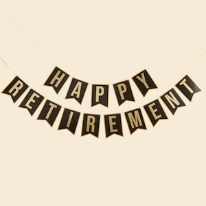 Bannière noire et dorée pour la retraite, 2 m de long, guirlande de retraite, bannière en papier, décorations de fête, bannière noir et or