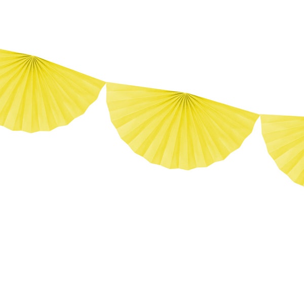 Longue guirlande d'éventail jaune - 3m/10ft de long et 40cm/15.5inch de large - Citron - Guirlande de tissus - Premier anniversaire - Douche de bébé jaune - Mariage