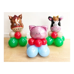 Sculture di palloncini mini fattoria fai da te, colori a tua scelta, mini palloncini foil, decorazioni di compleanno fattoria, animali da fattoria, maiale, tema fattoria