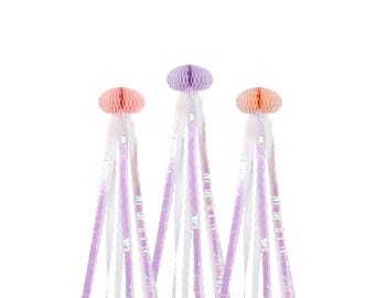 3 grote tissues kwallen hangende decoratie, onder de zee verjaardagsfeestje, zeemeermin feestdecoratie, hangende onder de zee decoraties