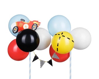Racing Themed Balloon Cake Toppers, Cars Balloon Cake Toppers, Cake Topper, Racing Car Theme, Kids Party, First Birthday, Kids Birthday