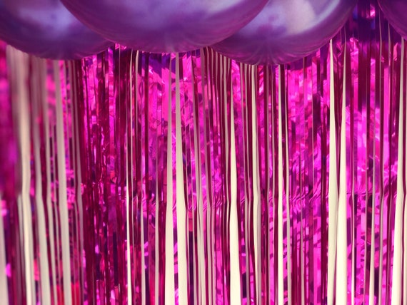 Pink Backdrop for Pink Party Decorations - Pink Foil Fringe Curtain