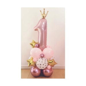 DIY Large 55" Pink Balloon Sculpture, 1st birthday balloon, Girls 1st Birthday Balloon, Gold and Pink, Gift 1st birthday, 1st birthday girl