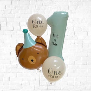 Set di palloncini personalizzati a forma di orso per il primo compleanno, fai da te, sgonfi, palloncini per il primo compleanno, palloncini personalizzati per il primo compleanno, set di palloncini a forma di orso