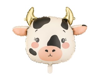 Palloncini Per 1° Compleanno A Tema Fattoria – Mucca Stampata E Numero 1 Gigante In Lamina (Rosso)