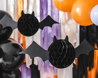 Halloween Bat Honeycomb, Halloween Decorations, Hanging Halloween Bats, Hanging Halloween Paper Honeycombs, Halloween Kids Party