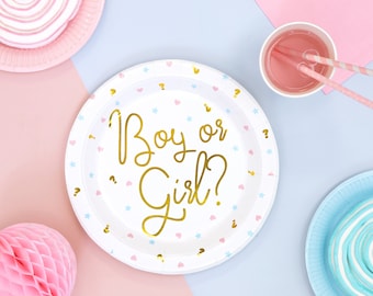 Gender Reveal Paper Plates, Boy or Girl Paper Plates, Gender Reveal Party Decorations, Boy or Girl Plates, Gender Neutral Plates