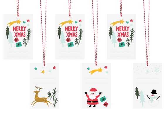 6 Cheerful Christmas Gift Tags, Merry Xmas Gift Tags, Christmas Wrapping, Christmas  Present Gift Labels, Festive Gift Tags, Xmas Presents 