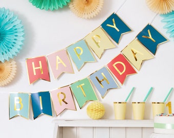Colourful Happy Birthday Banner, Pastel Happy Birthday Banner, Happy Birthday Garland, Happy Birthday Garland, Happy Birthday Banner