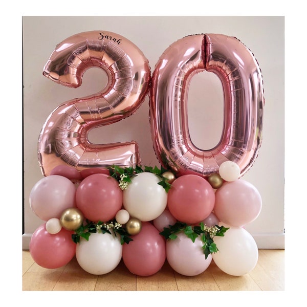 Luxuriöse rosa zweistellige Ballonskulptur, DIY Ballonskulptur, Zahlenballons, Jumbo-Folienballon, zweistellige Ballonskulptur,