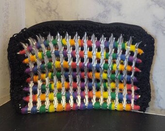 Cartera de arcoíris, Cartera de crochet, Cartera reciclada para mujer, Regalos cero residuos, cartera reciclada, accesorios para festivales, regalo único para mamá,