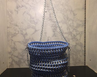 Blue Crochet Bag, water bottle purse, crossbody bag, pop tab purse, unique gift for her, ecofriendly gifts, sustainable bag, boho