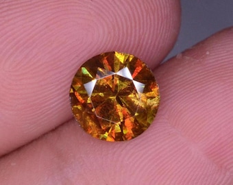 Natural Sphene (Titanite) Gemstone | 2.48 Ct Zagi Mine Pakistan, Round Cut, Rare Red flash