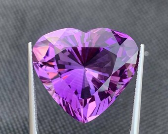 Natural Amethyst Heart Shape 24.49CT | Loose Gemstone | Deep Purple February Birthstone | Jewelry Making Stone |