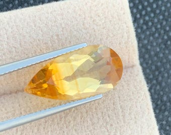 Natural Citrine Gemstone | 7.01ct Drop Shape Flower Cut | Jewelry Supply