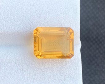 Natural Citrine 7.68ct Step Emerald Cut Gemstone | Yellow Loose Stone | November Birthstone Jewelry Supply