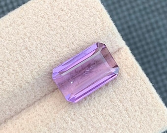 Natural Amethyst 3.32ct Emerald Cut Gemstone | Purple Loose Stone | February Birthstone | Jewelry Making Supply