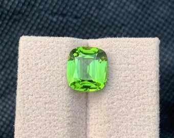 Natural Peridot 4.01ct Cushion Cut Loose Green Gemstone