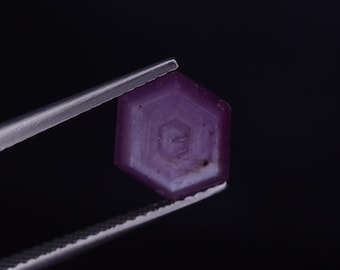 5.20Cts Natural Corundum Hexagonal Slice Gemstone – Dual Finish Jewelry Making Stone