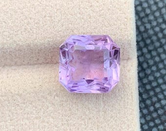 Natural Amethyst Asscher Cut Gemstone | Square Step Cut Purple Loose Stone (5.61CT)