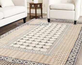 5x8 feet Handblock printed Rug / Indian Rug / Large Rug / Large size rug / Rug / Floor Rug / Area Rug / Rustic Rug, Woven Rug, Carpet