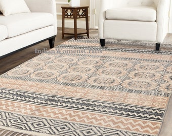 5x8 feet Handblock printed Rug / Indian Rug / Large Rug / large size rug / Rug / Floor Rug / Area Rug / Rustic Rug, Woven Rug, Carpet