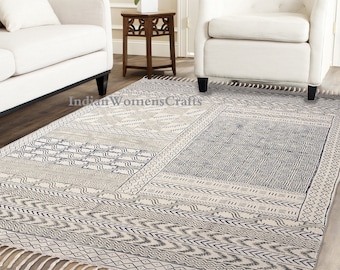 Handmade Block printed Indian Rug / Rug  / Carpet / Kilim / Floor Rug / Handmade Rug / Indian Dhurrie rug / Cotton Rug / Area Rug