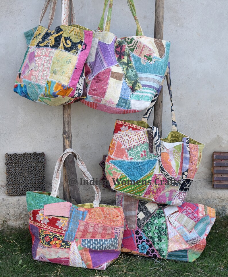 10 pcs lot of Beautiful Vintage cotton kantha Tote bag shoulder bag handle bag Patch Bag
