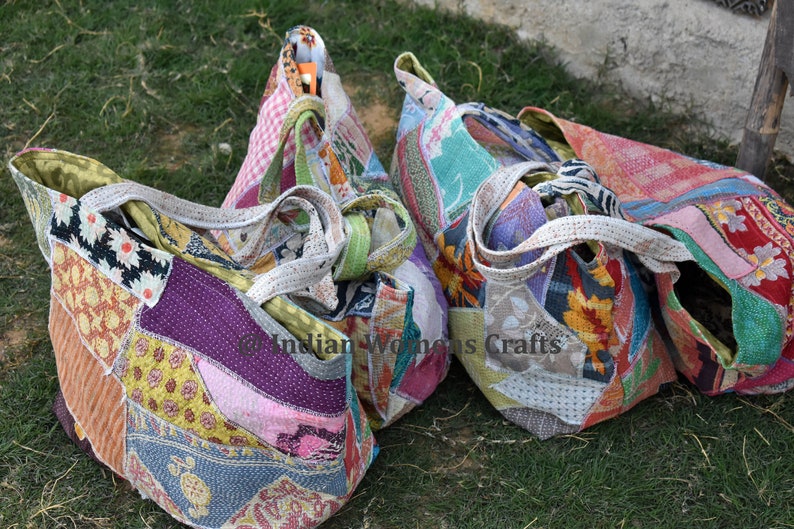 10 pcs lot of Beautiful Vintage cotton kantha Tote bag shoulder bag handle bag Patch Bag