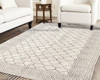 Handblock printed Rug / Indian Rug / Large Rug / Rug  / 4x6 feet rug /  Rug / Floor Rug / Area Rug / Rustic Rug, Woven Rug, Carpet