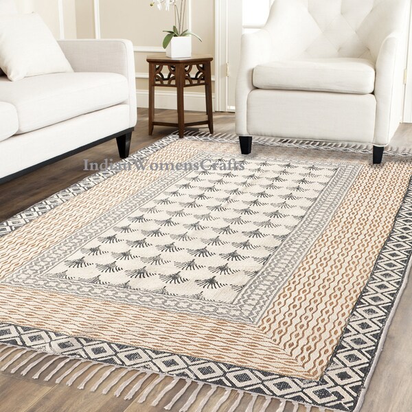 4x6 ft Handblock printed Rug / Indian Rug / Large Rug / Rug / 4x6 feet rug / Floor Rug / Area Rug / Rustic Rug, Woven Rug, Carpet