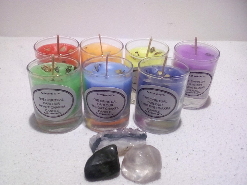 7 Chakra Candle Set Ritual Candle Spiritual Candles Herbal Etsy