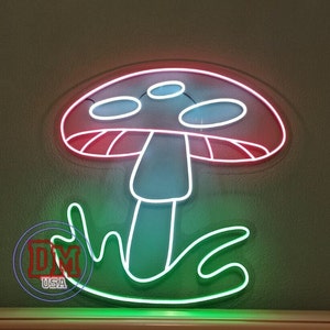 Neon mushroom sign, Mushroom-shaped neon sign, Neon sign with mushroom design, LED mushroom-shaped neon sign, Mushroom-themed neon sign