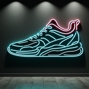 Neon sneaker sign, Neon shoe sign, Neon sneaker-shaped sign, Neon shoe-shaped sign, Sneaker neon light, Shoe neon light