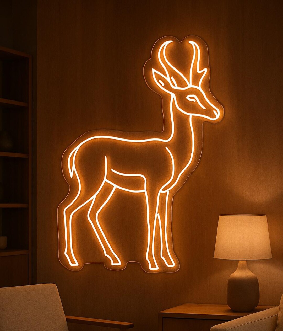 Antelope Neon Sign – LED Wall Light for Animal Lovers, Modern Wildlife ...