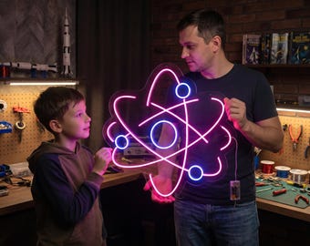 Atom Molecule Neon Sign, Science Chemistry LED Light, Custom Wall Decor
