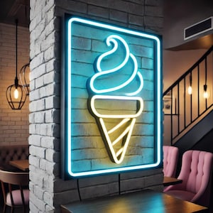 Neon-Eiscreme-Schild, Eistüte Leuchtreklame, Neon-Eistüte-Licht, Eiscreme-Neonanzeige, Neon-Eisskulptur, Eiscreme-Neon