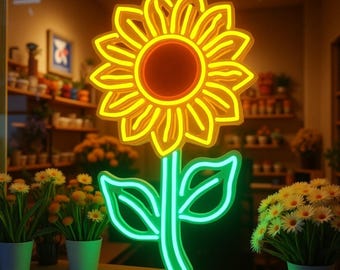 ひまわりのネオンサイン、植物のネオンライト、花のLEDライト