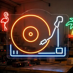 Vinyl Record Player Neon Sign, Turntable Neon Sign, Phonograph Neon Sign