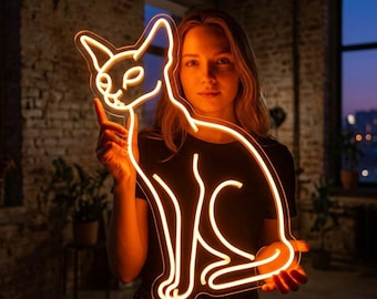 Sphynx Cat Neon Sign – Modern Pet Wall Decor