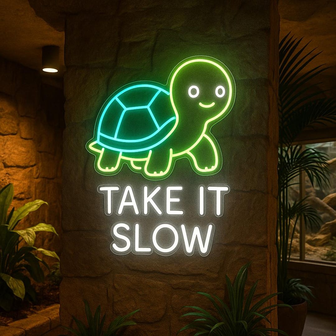 Turtle Neon Sign – “take It Slow” Sea Turtle Neon Light for Beach House ...