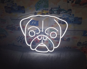 Pug dog neon sign, dog neon sign, Pug faced dog neon sign, Pug breed neon sign, Chinese pug neon sign, gift neon sign