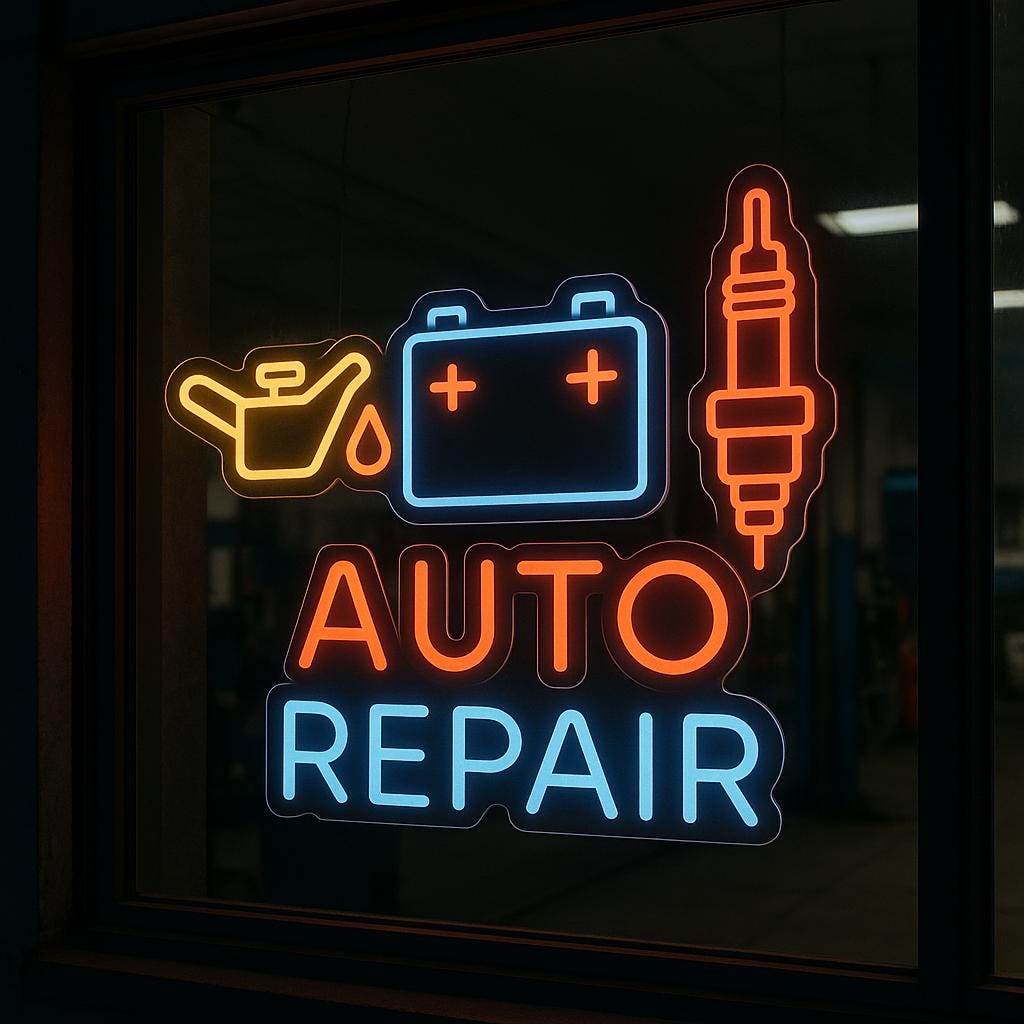 AUTO SERVICE ネオンサイン BAR・ショップ装飾 自動車修理用ネオンサイン – ガレージ、作業場、または隠れ家用の