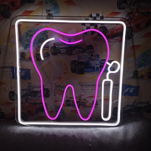 Dental clinic neon sign, dentist office neon sign, dental neon light, tooth neon sign, dental care neon sign, dentist neon sign, neon light