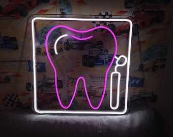 Dental clinic neon sign, dentist office neon sign, dental neon light, tooth neon sign, dental care neon sign, dentist neon sign, neon light