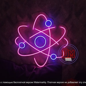 Neon sign atom, ATOM Symbol Science LED Sign, Neon sign atom molecule, Atom Neon Sign, Atom molecule science neon sign, Chemistry neon sign
