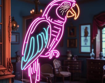 Colorful Parrot Neon Sign – Tropical Bird LED Wall Light, Vibrant Exotic Decor for Bar, Bedroom, Party or Tiki Room