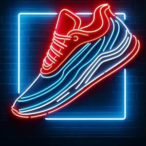Neon sneaker sign, Neon shoe sign, Neon sneaker-shaped sign, Neon shoe-shaped sign, Sneaker neon light, Shoe neon light