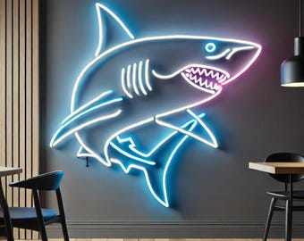 サメのネオンサイン、サメの LED サイン、LED ライト、カスタム ネオン