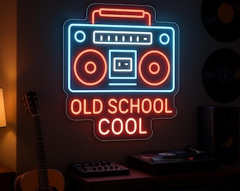 Record Player Retro Music neon sign -Old School Cool Neon Sign, Neon Light for Home, Studio, or Party Decor